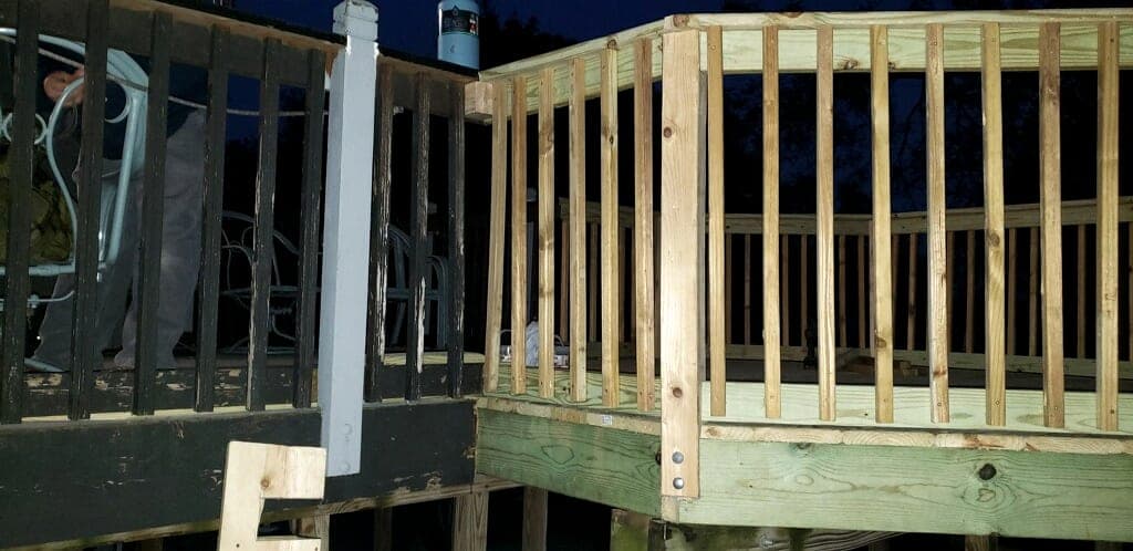 New deck section beside an existing deck