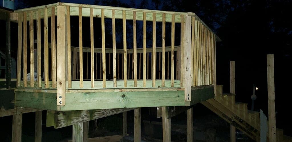 New deck with railings and stairs